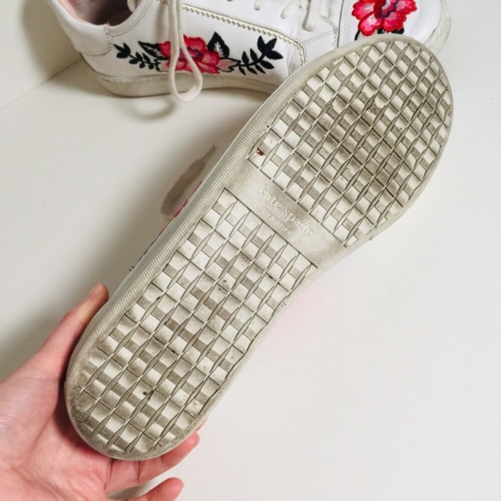 Kate Spade Everhart Embroidered Floral Leather White Shoes Size 10.5 - Picture 6 of 9
